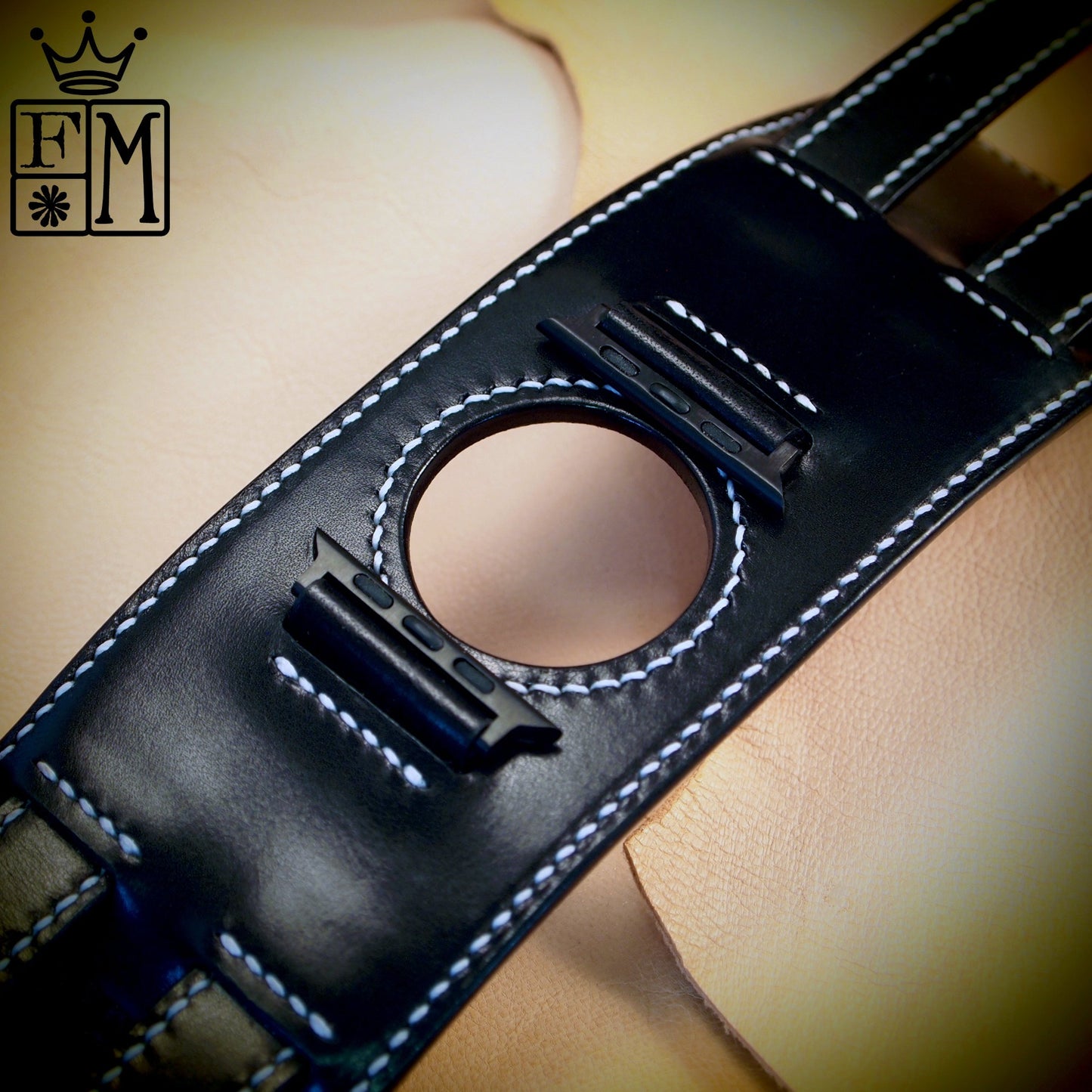 Apple Ultra watchband Vintage BLACK Hand stitched!