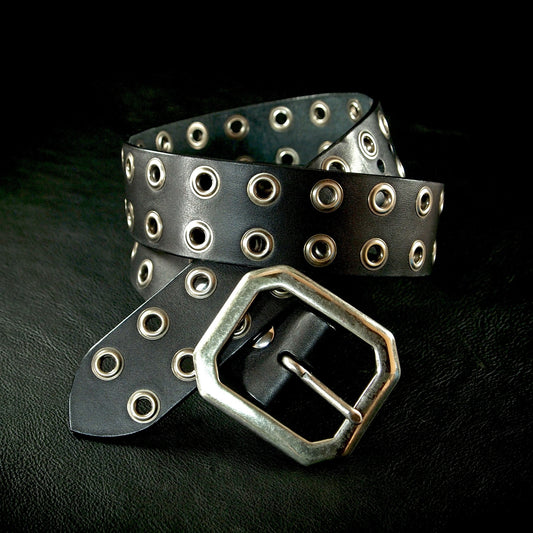 Hand studded black Rockstar belt. Unique FM design