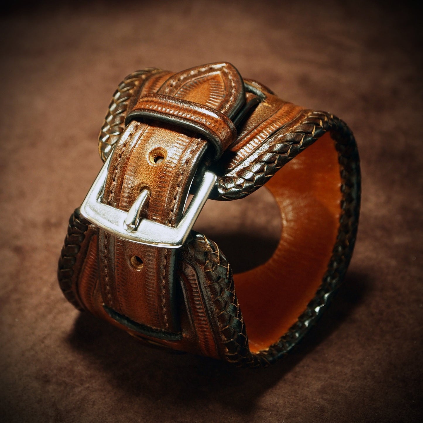 Apple Ultra watchband Vintage brown Hand laced and stitched!
