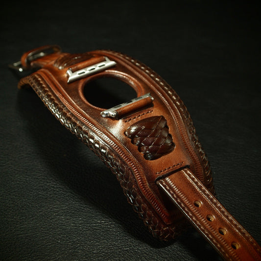 Apple Ultra watchband Vintage brown Hand laced and stitched!