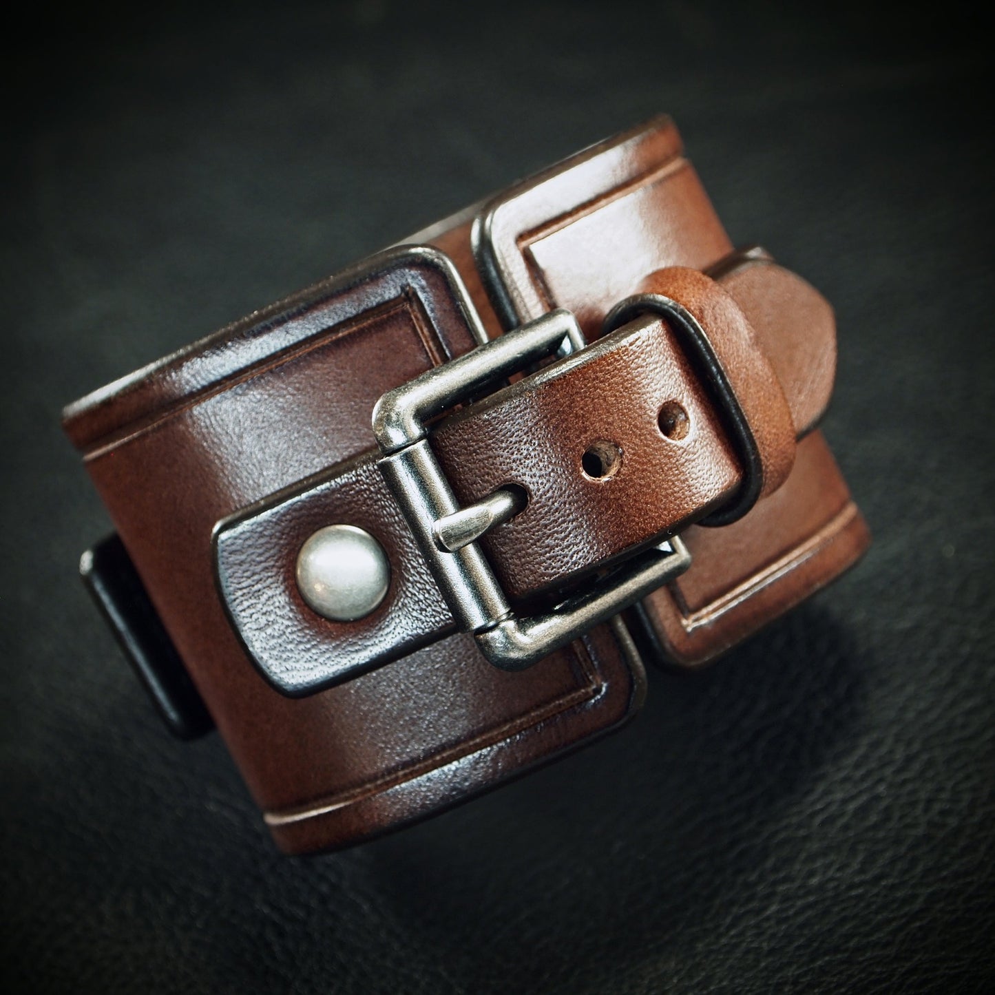Brown Leather cuff watch : Refined American craft