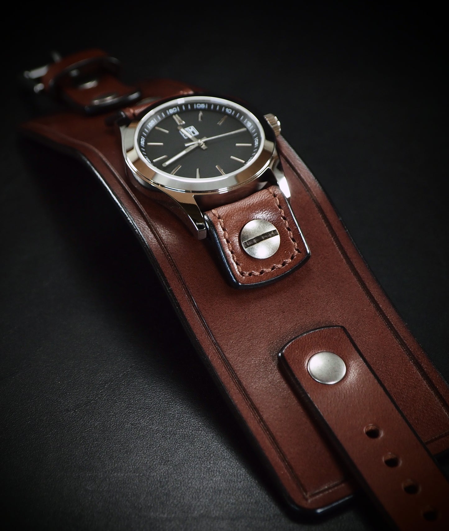 Brown Leather cuff watch : Refined American craft