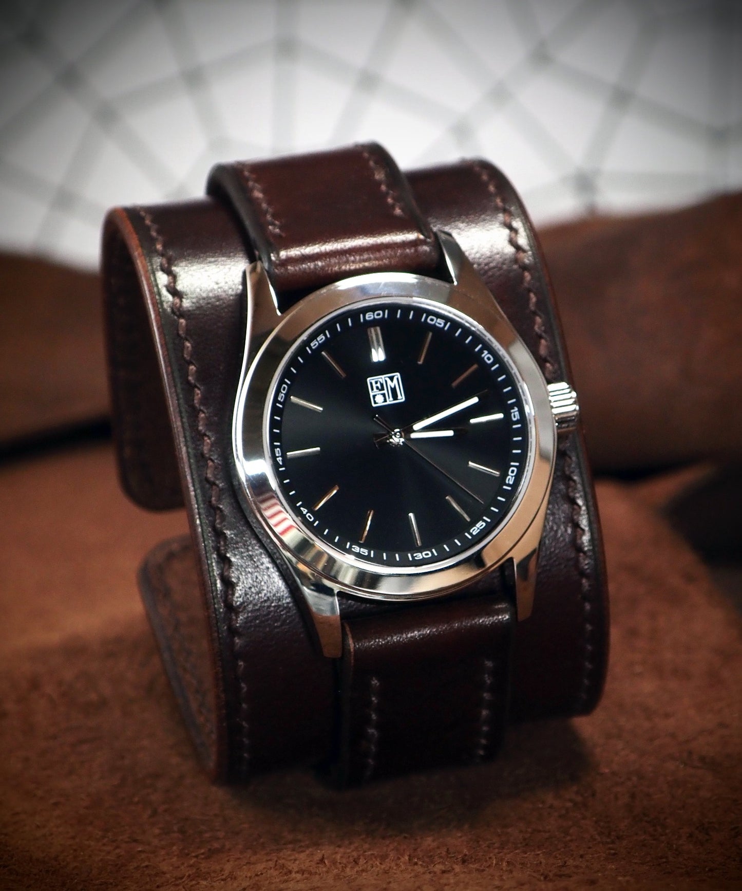 Rich leather Cuff Watch, Tuscan leather, vegetable tanned, Freddie Matara New York