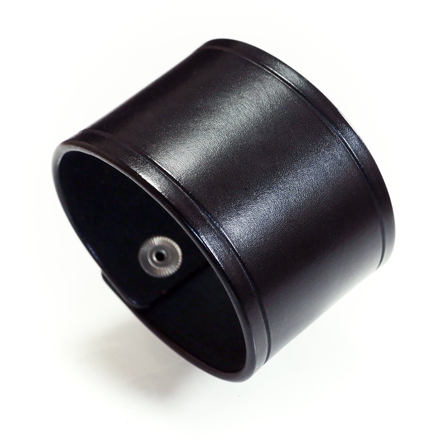 Scribed Black snap cuff. Made In NEW YORK, USA Premium Italian Veg-tan leather