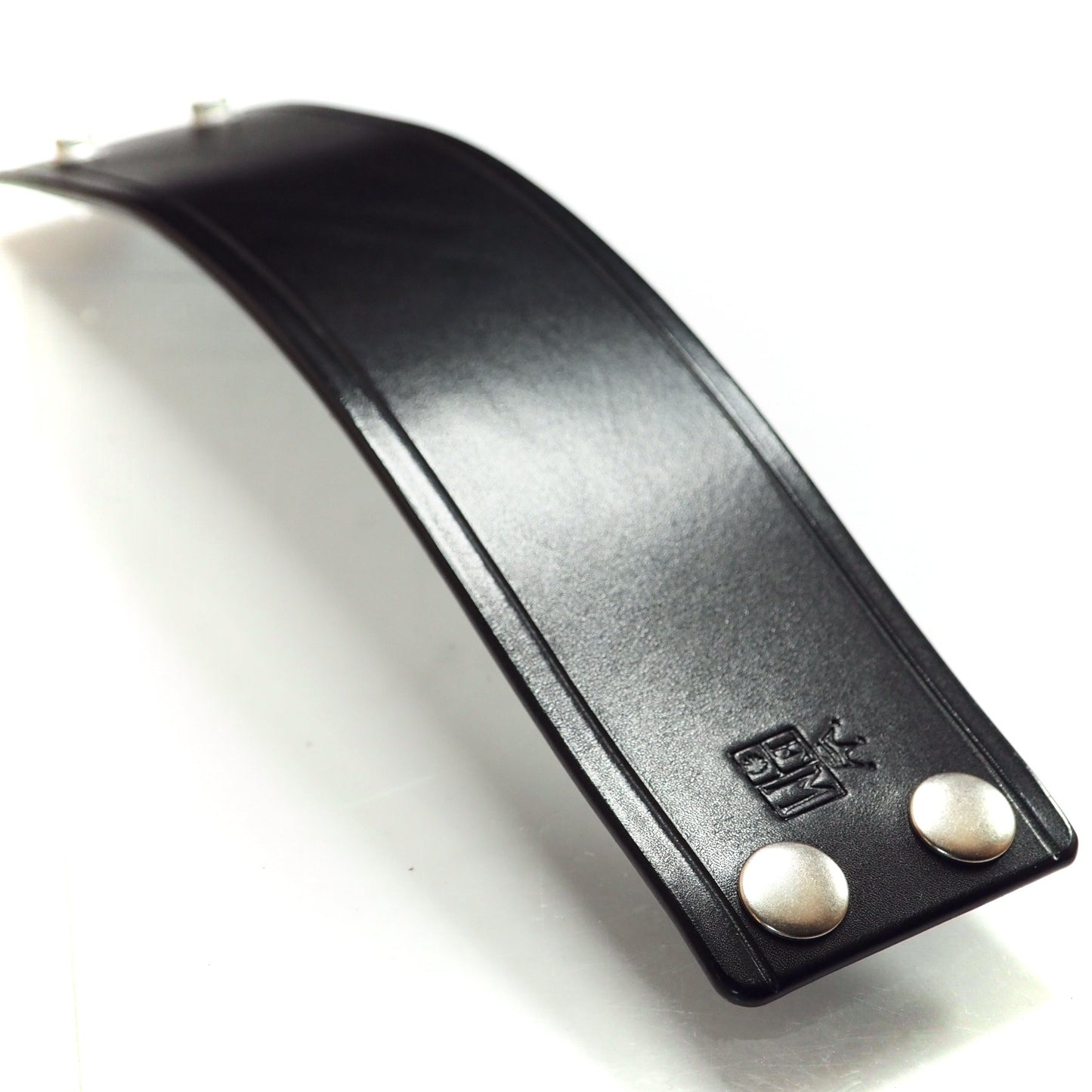 Scribed Black snap cuff. Made In NEW YORK, USA Premium Italian Veg-tan leather