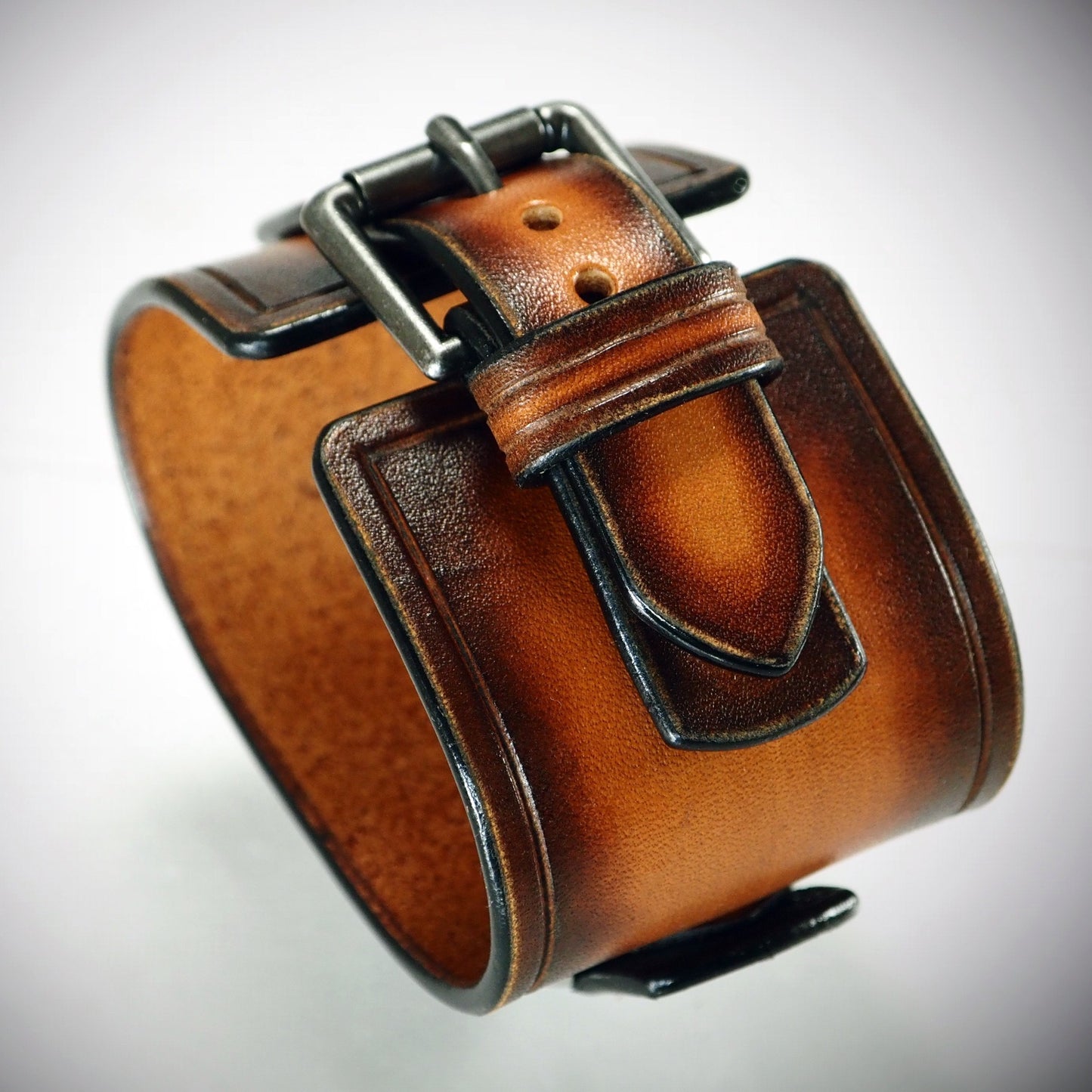 Sunburst Leather cuff watch : Refined American craft