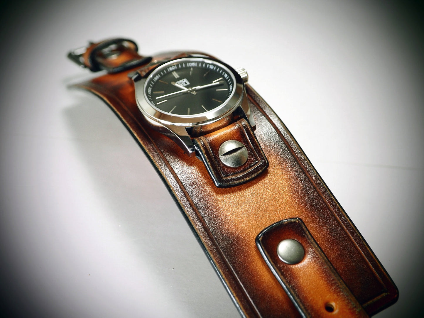 Sunburst Leather cuff watch : Refined American craft