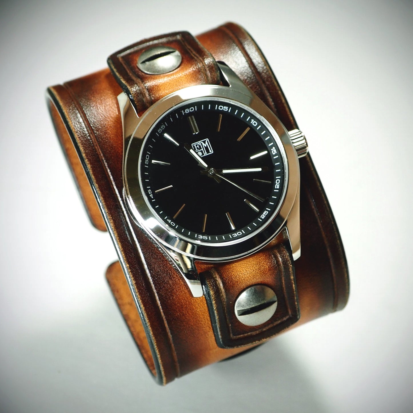 Sunburst Leather cuff watch : Refined American craft