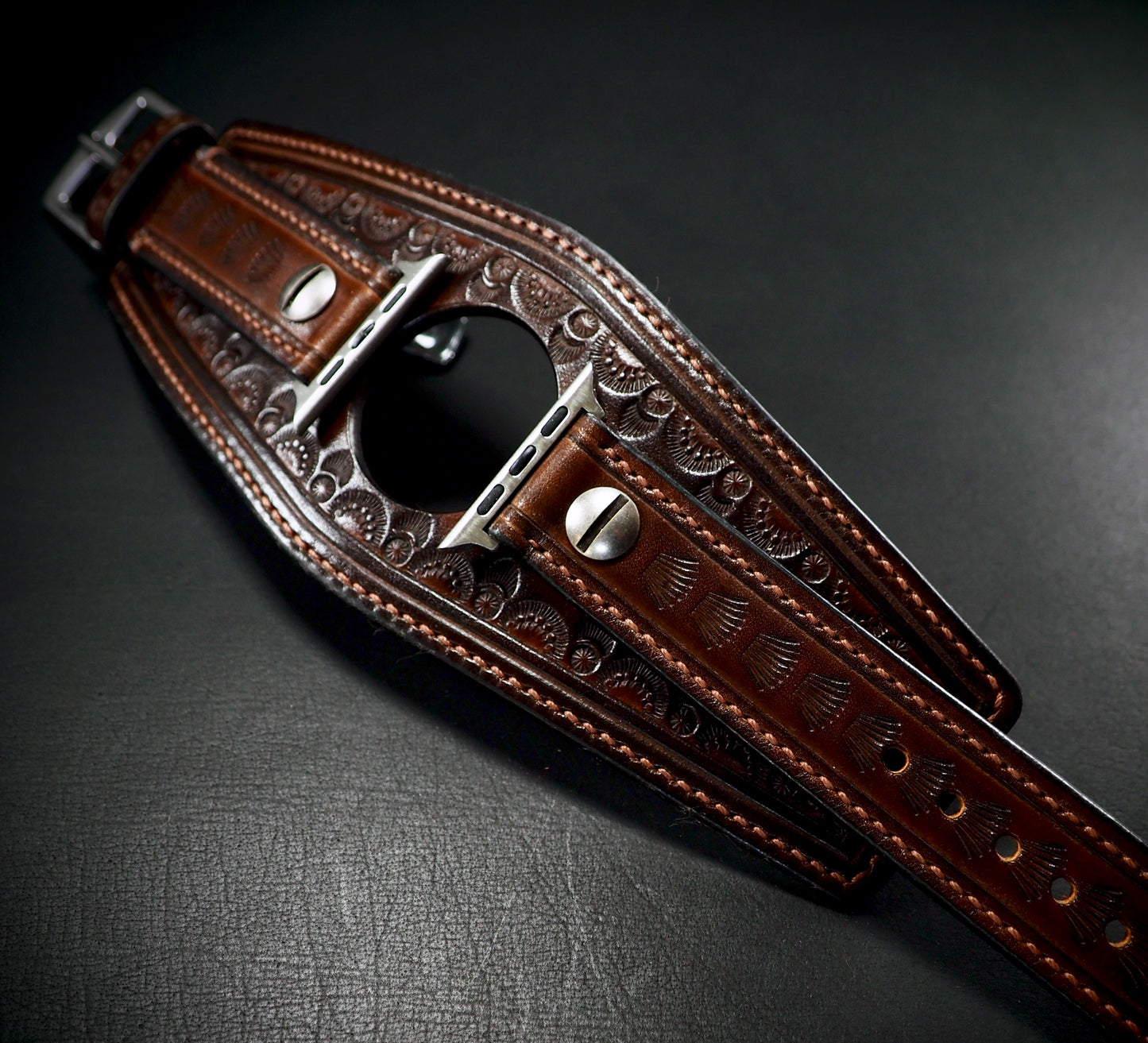 Apple watch watchband Vintage Western Hand stamped Hand stitched!