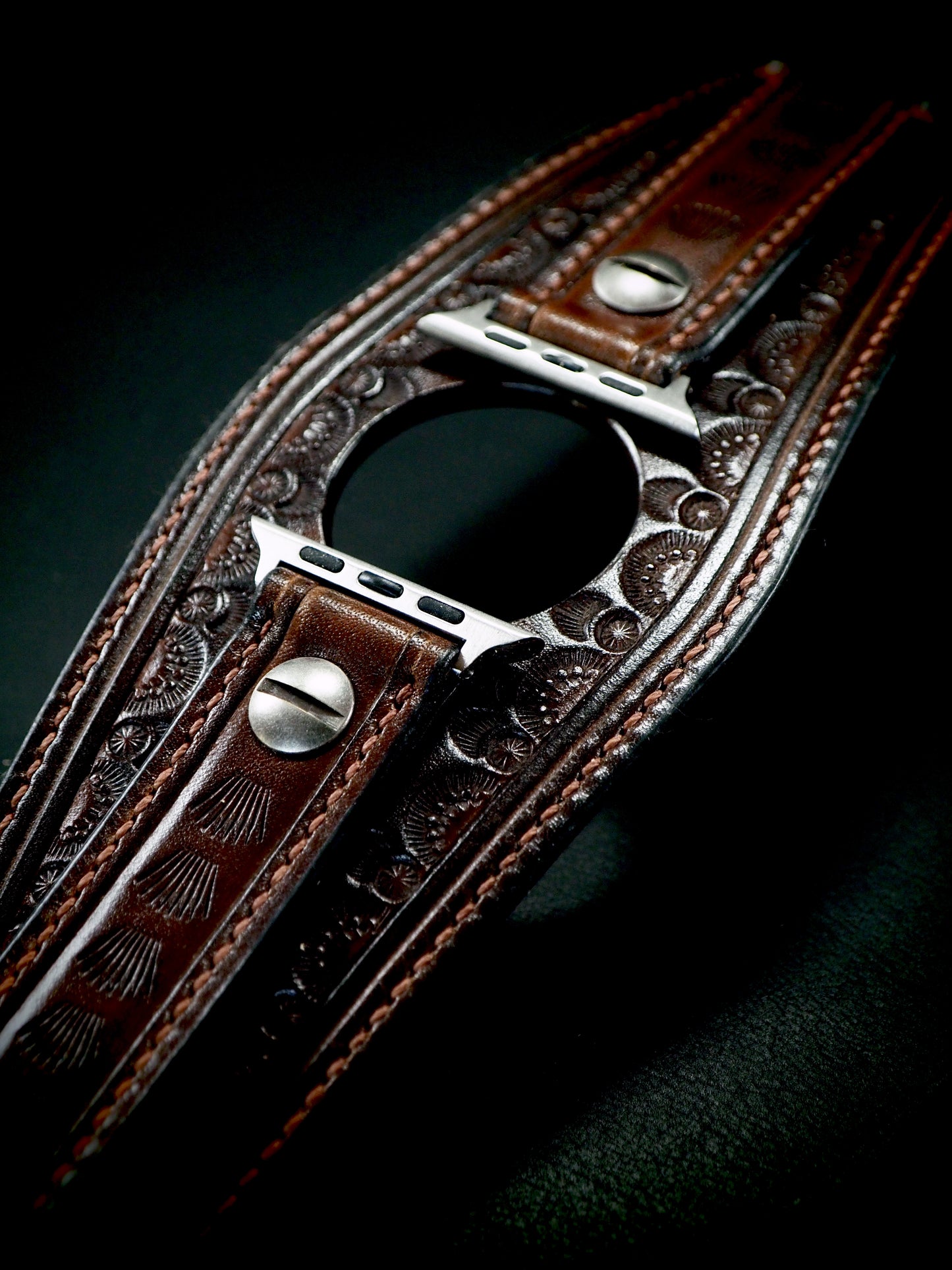 Apple watch watchband Vintage Western Hand stamped Hand stitched!