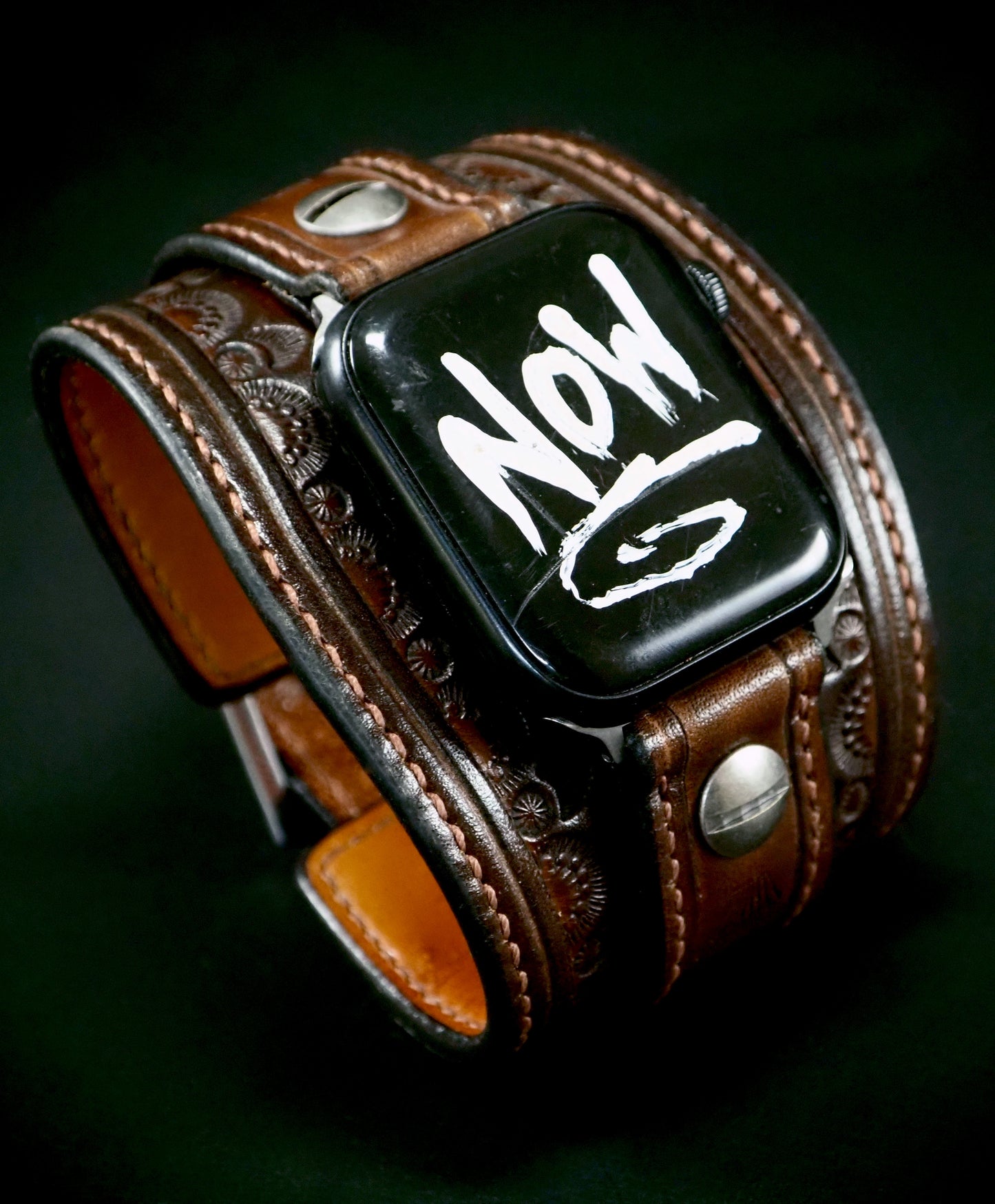 Apple watch watchband Vintage Western Hand stamped Hand stitched!