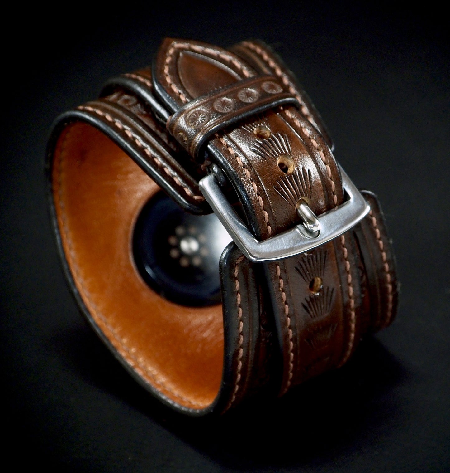 Apple watch watchband Vintage Western Hand stamped Hand stitched!