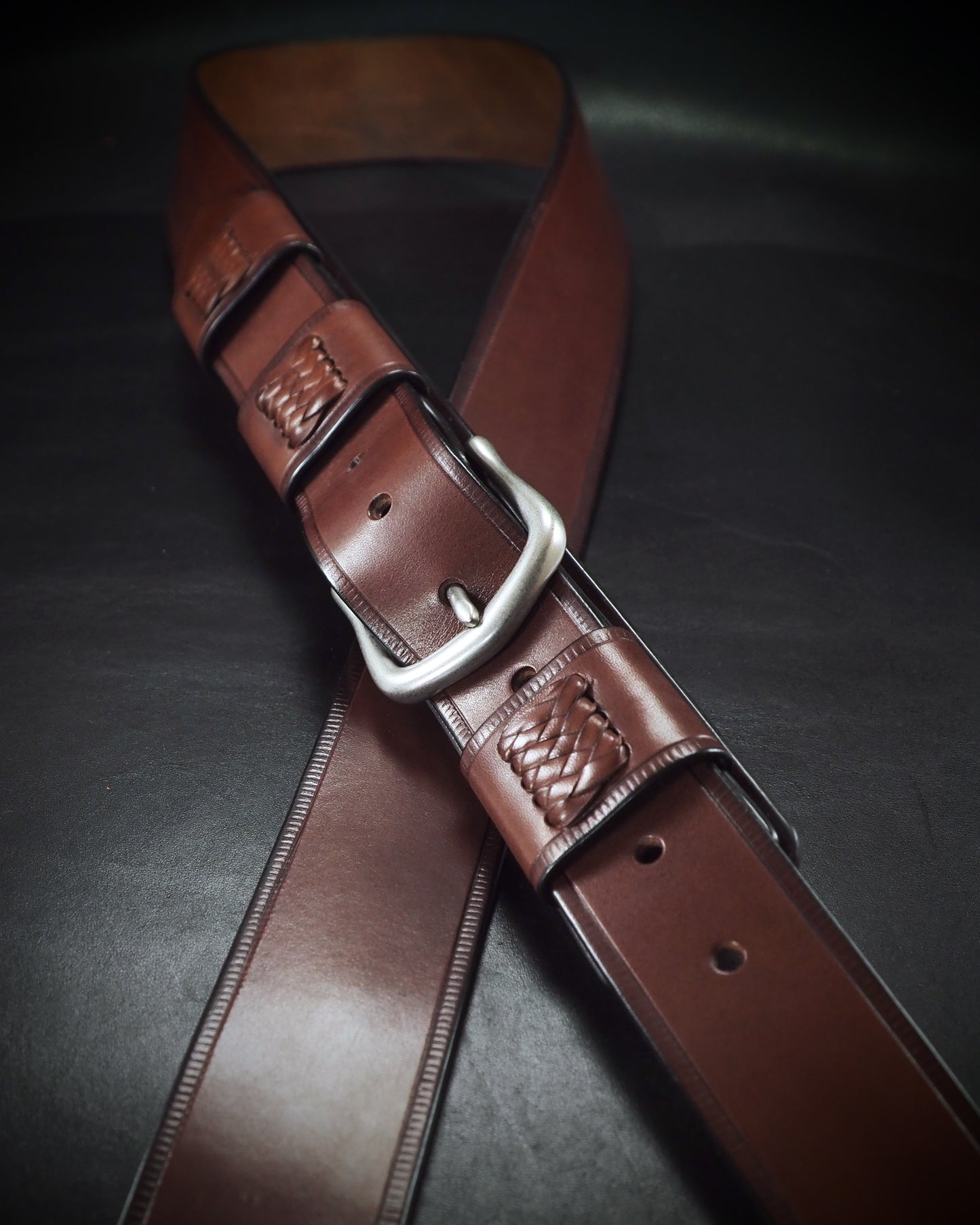 Brown braided bridle leather Vintage style guitar strap!