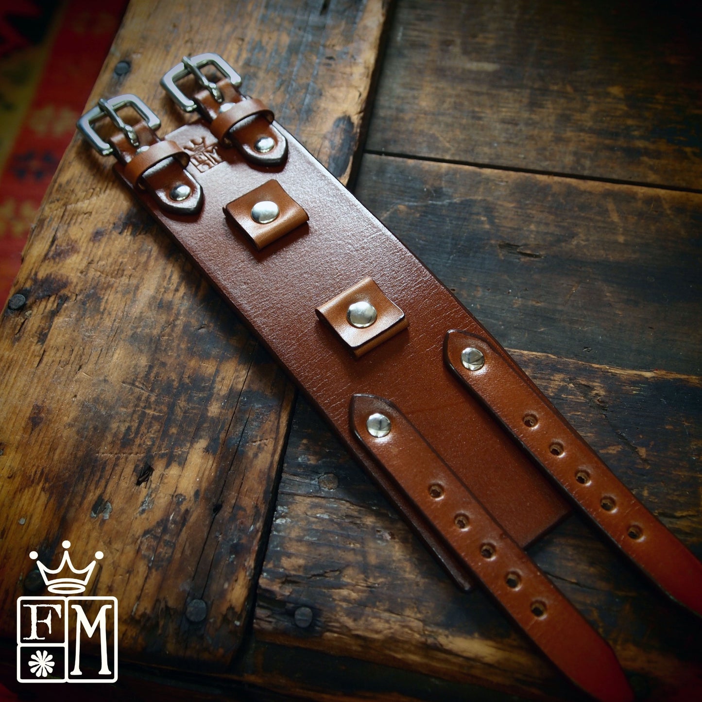 2.25" brown double buckle cuff