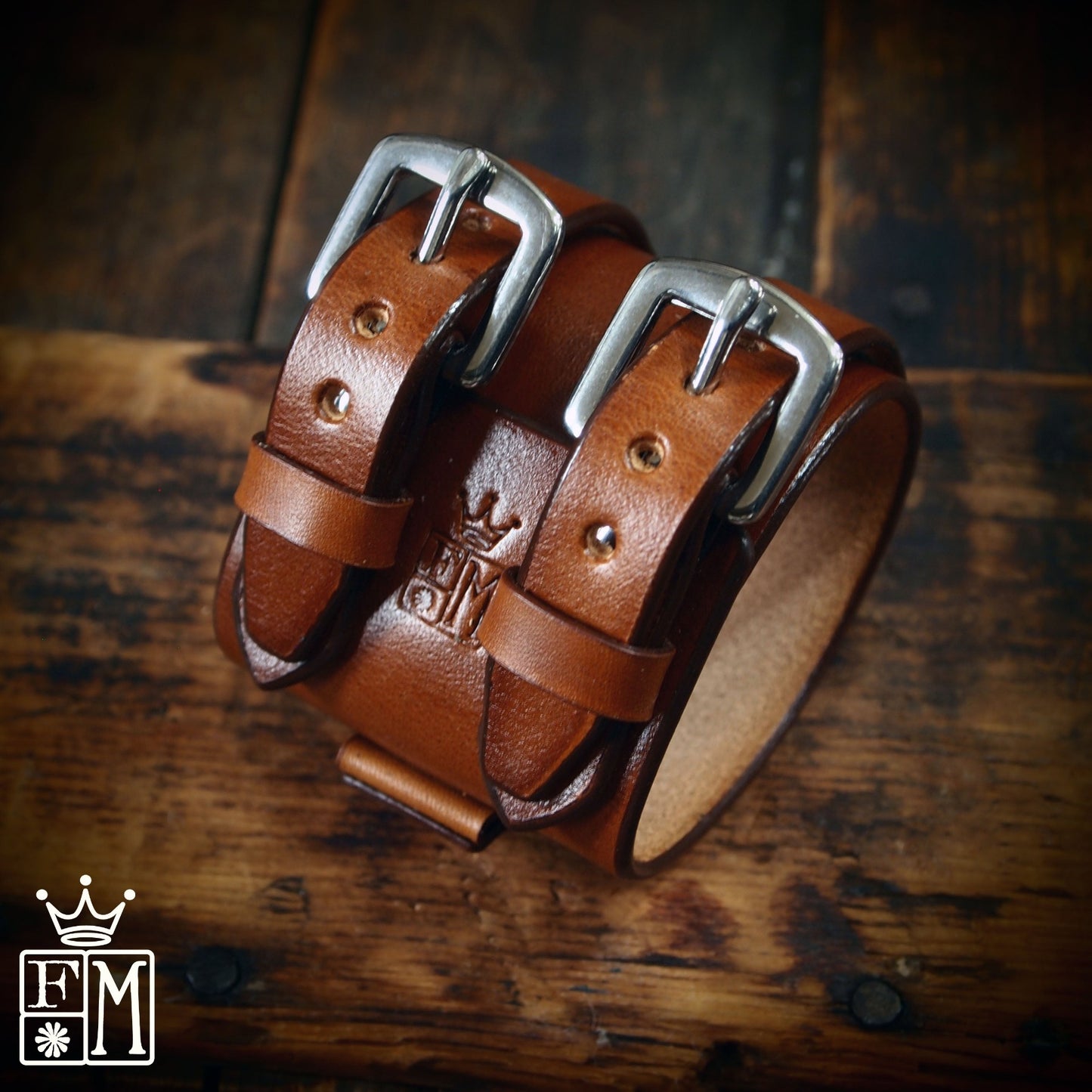 2.25" brown double buckle cuff