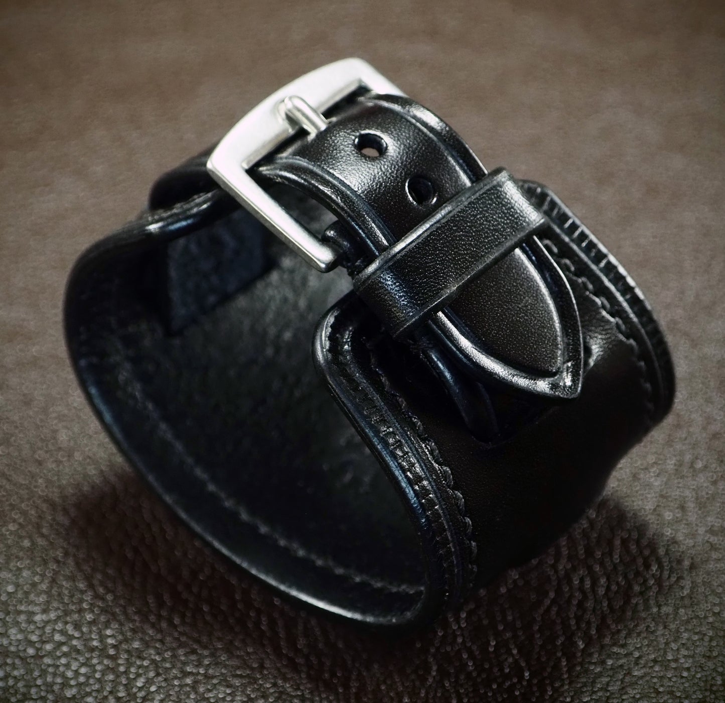 Black Leather cuff watch : Elevated American craft