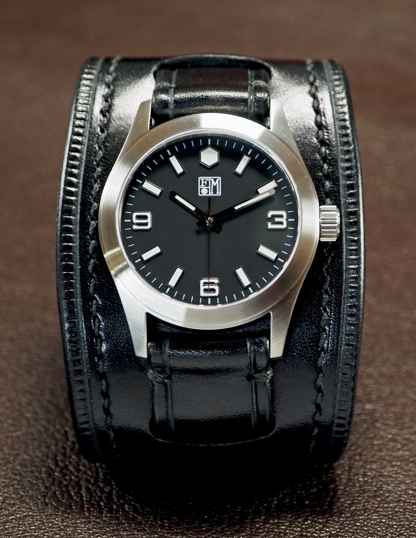 Black Leather cuff watch : Elevated American craft