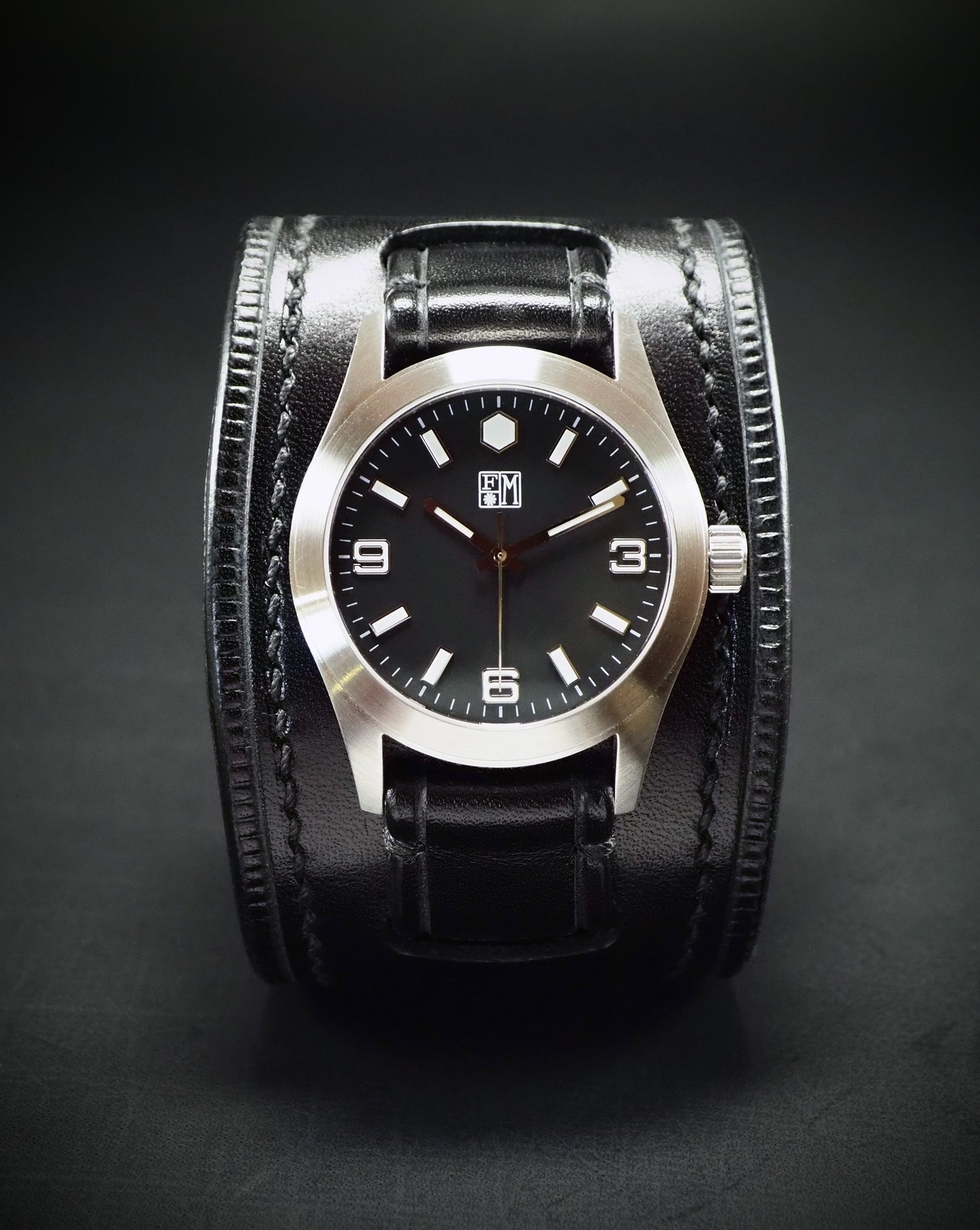 Black Leather cuff watch : Elevated American craft