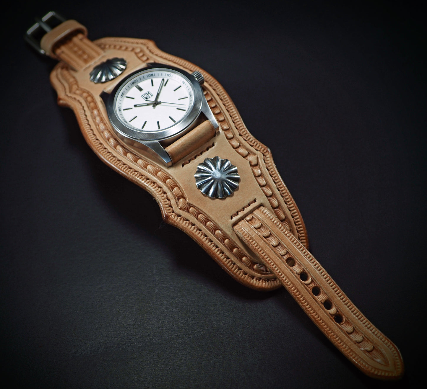 Natural Leather cuff watch : Vintage Native/Western style Hand Made In New York