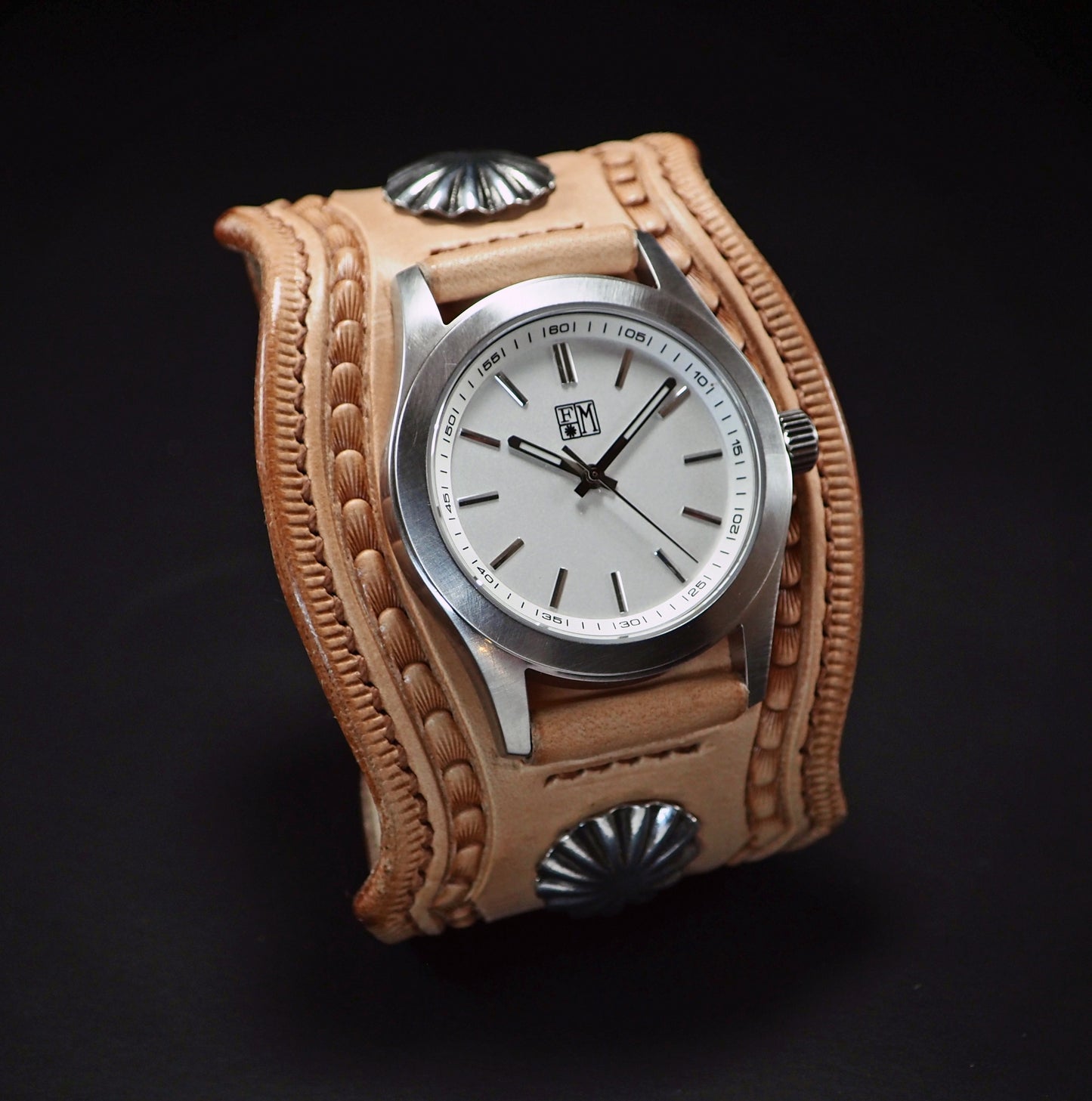 Natural Leather cuff watch : Vintage Native/Western style Hand Made In New York