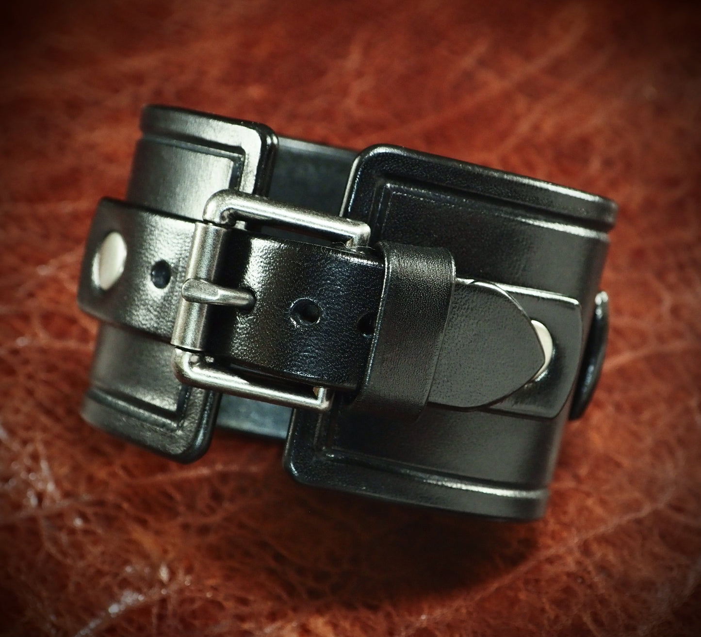 Black Leather cuff watch : Refined American craft