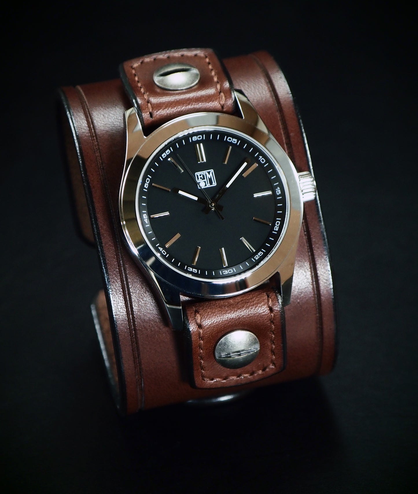 Brown Leather cuff watch : Refined American craft