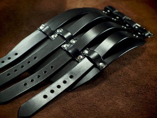 5" black multi strap Leather cuff gauntlet
