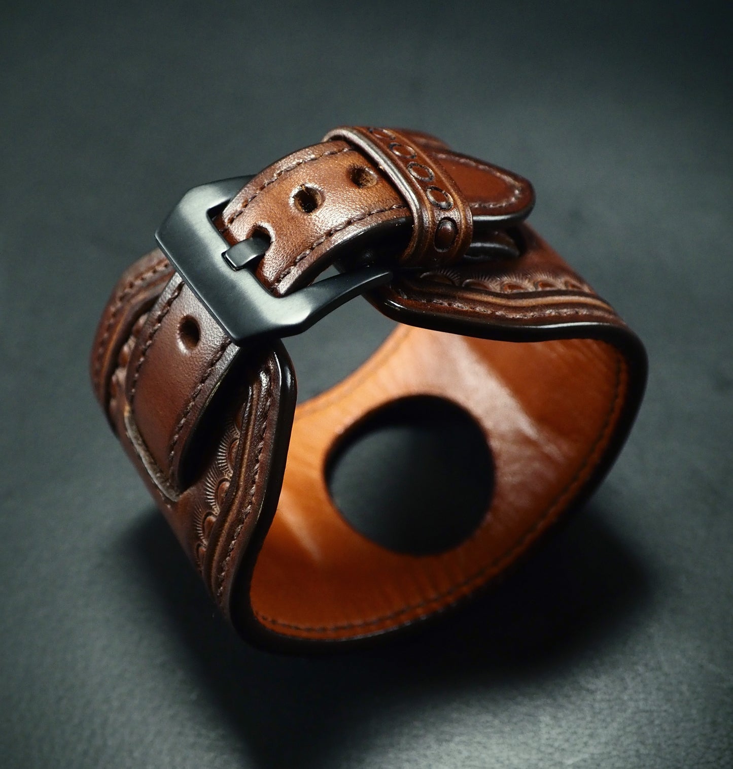 Apple watchband Vintage walnut Western stamped