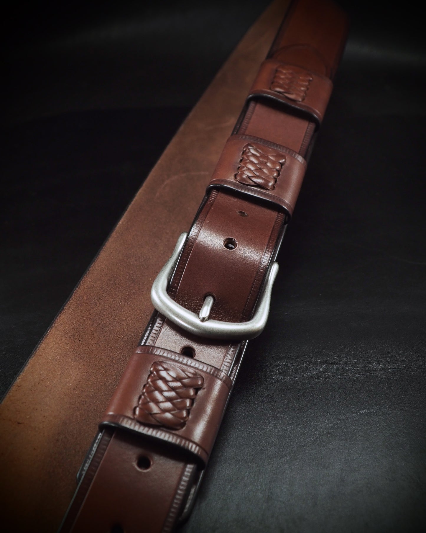 Brown braided bridle leather Vintage style guitar strap!