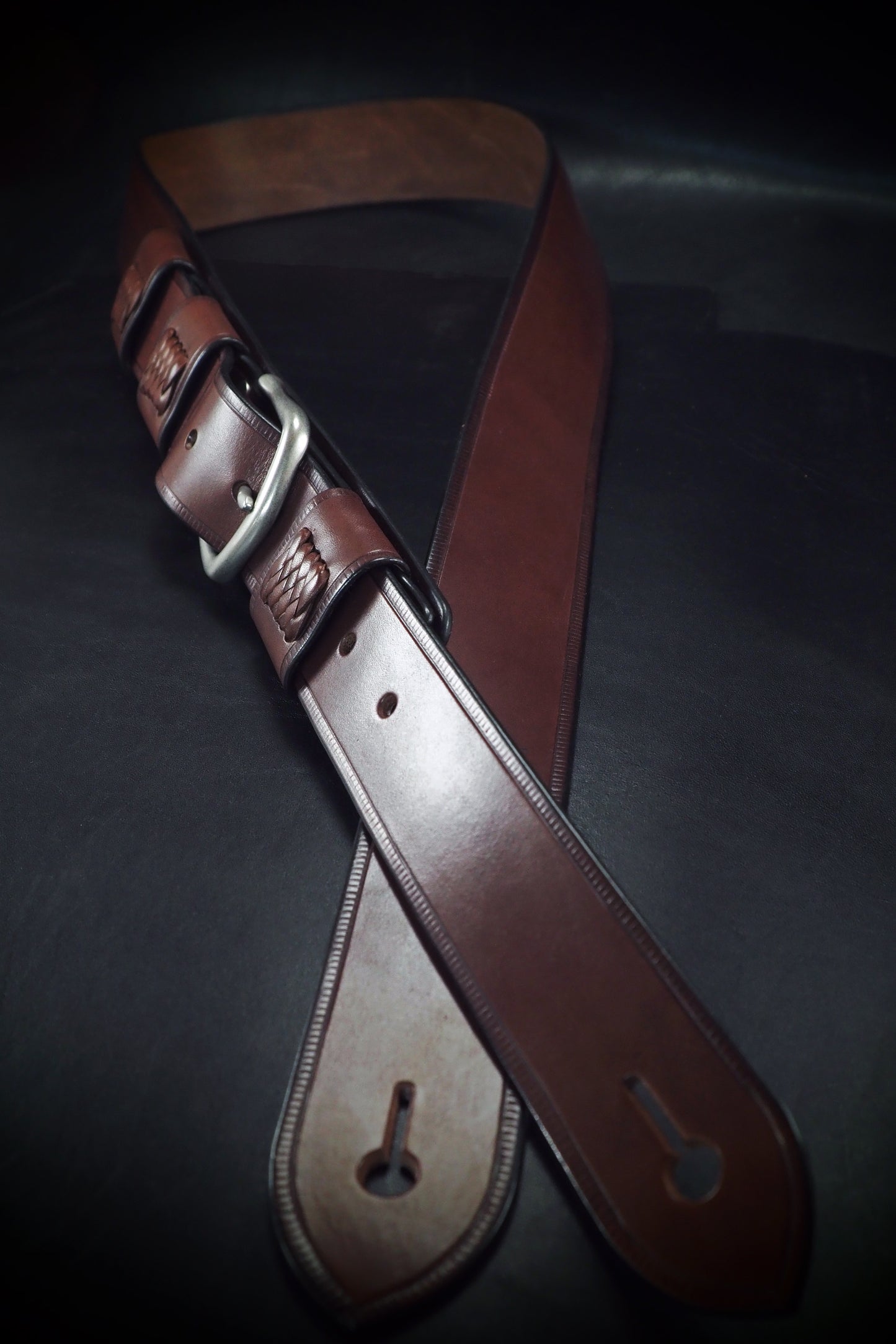 Brown braided bridle leather Vintage style guitar strap!
