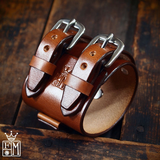 2.25" brown double buckle cuff