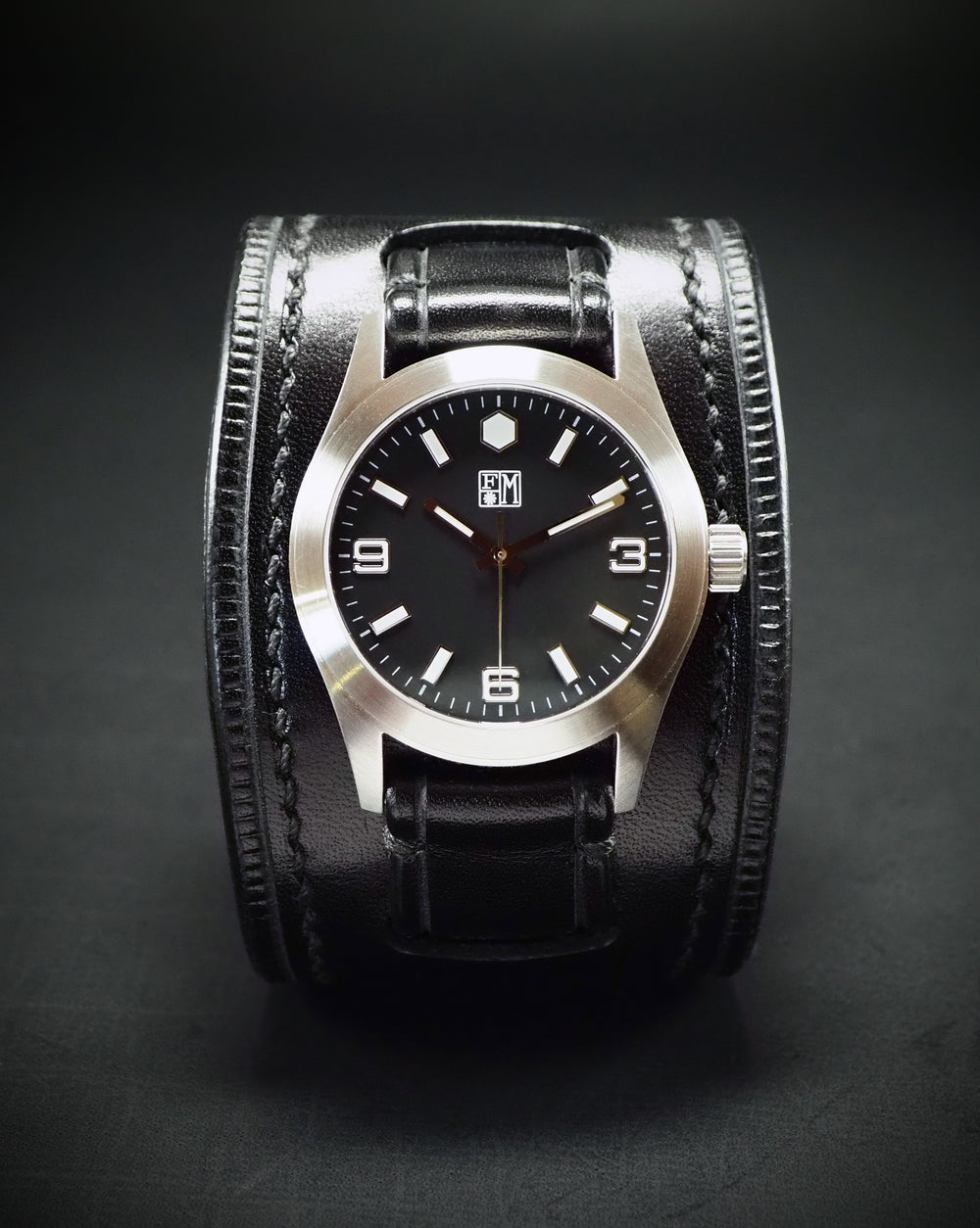 Black Leather cuff watch : Elevated American craft