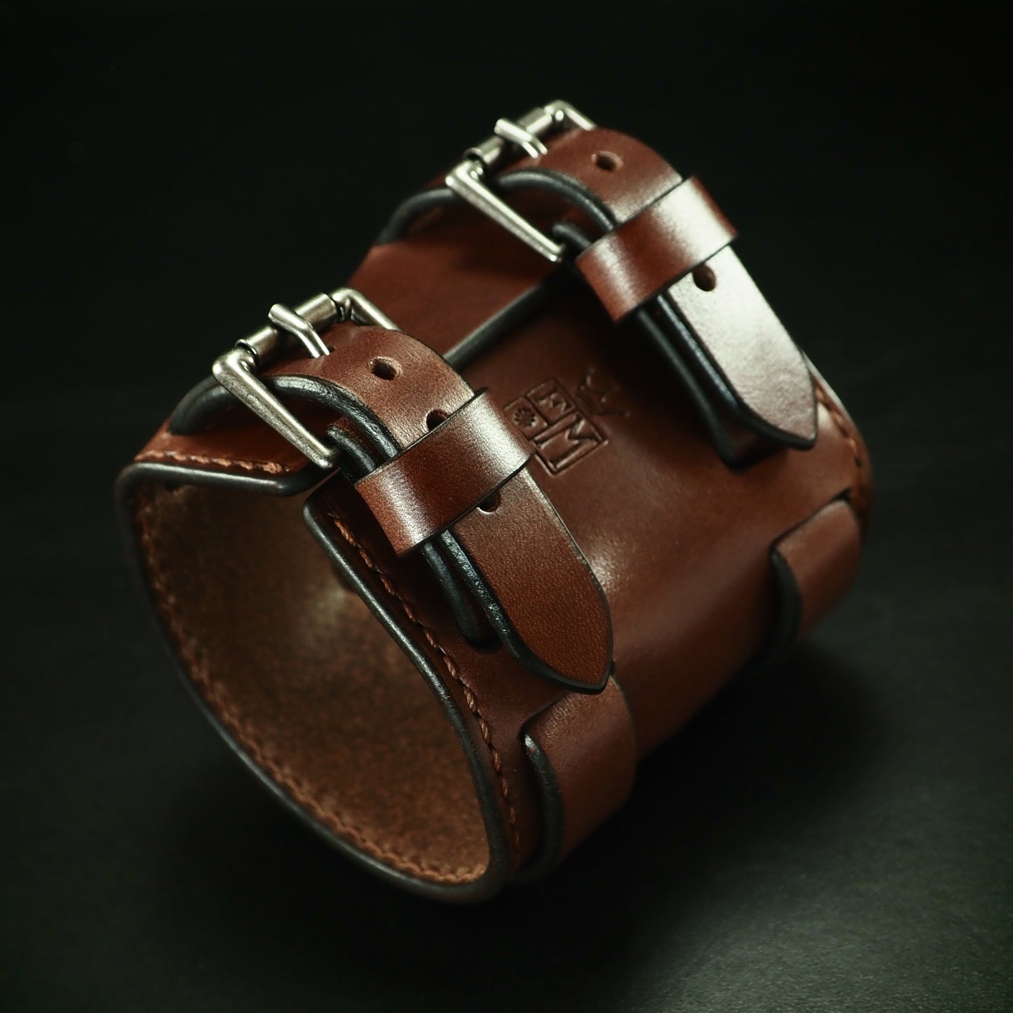 3" brown double buckle cuff