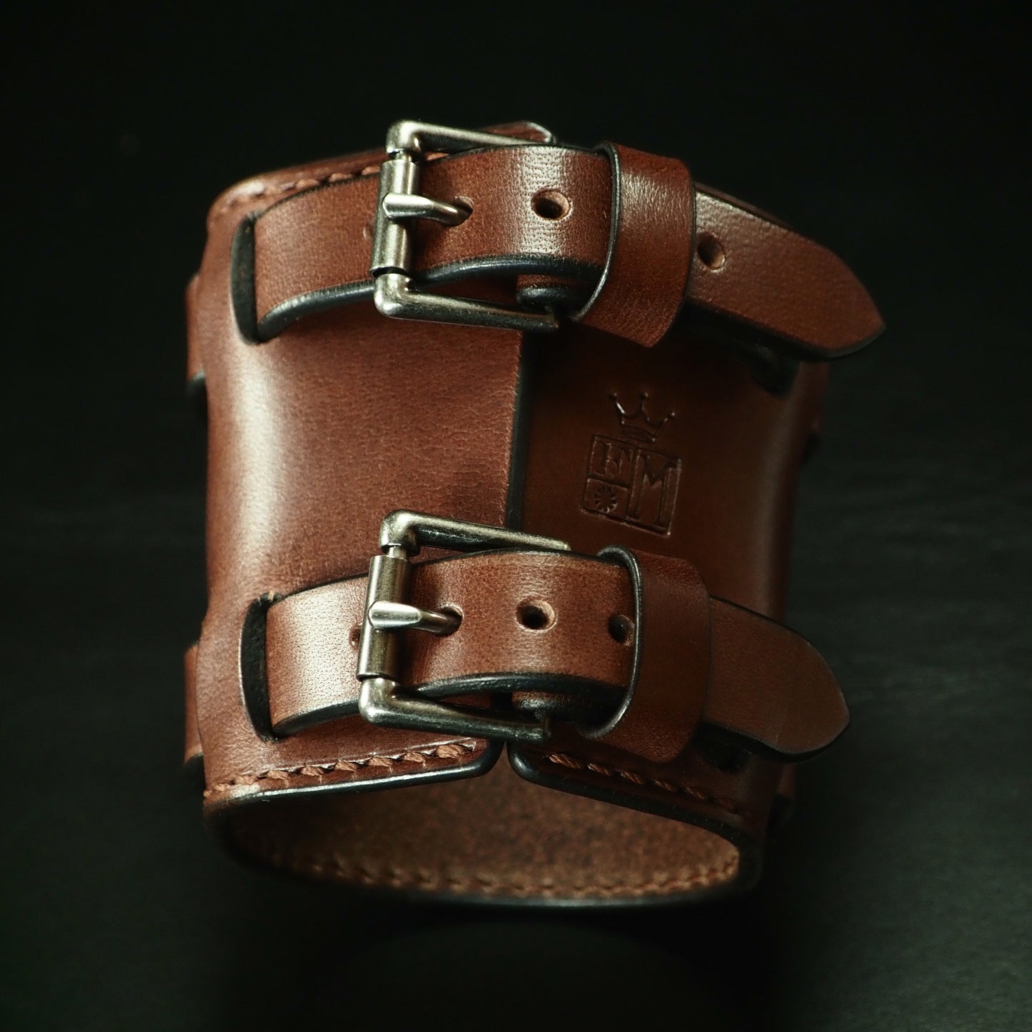 3" brown double buckle cuff