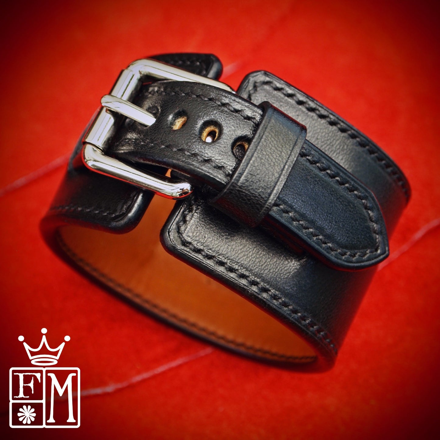 Black Leather Cuff Watchband : Elevated craft hand made ROCKSTAR watch Bracelet. Hand made in New York