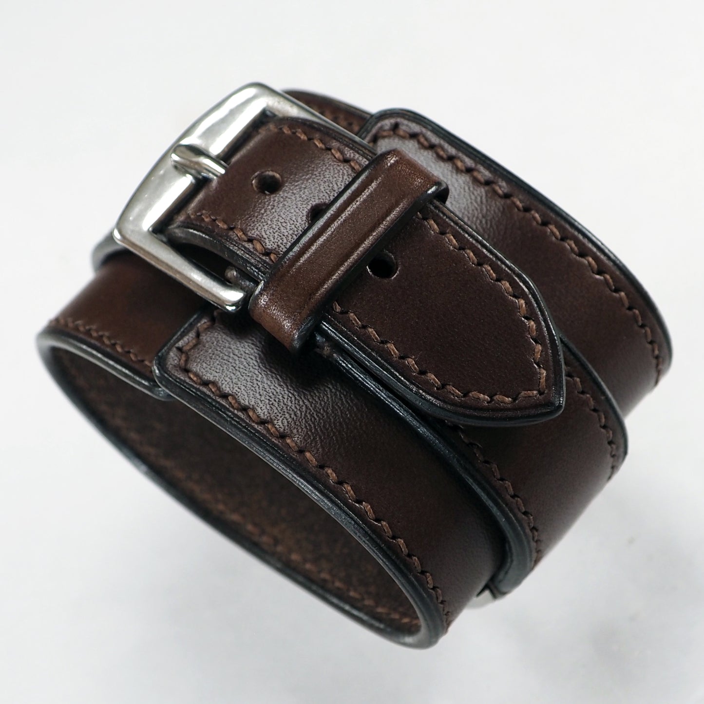 Rich leather Cuff Watch, Tuscan leather, bright face, vegetable tanned, Freddie Matara New York