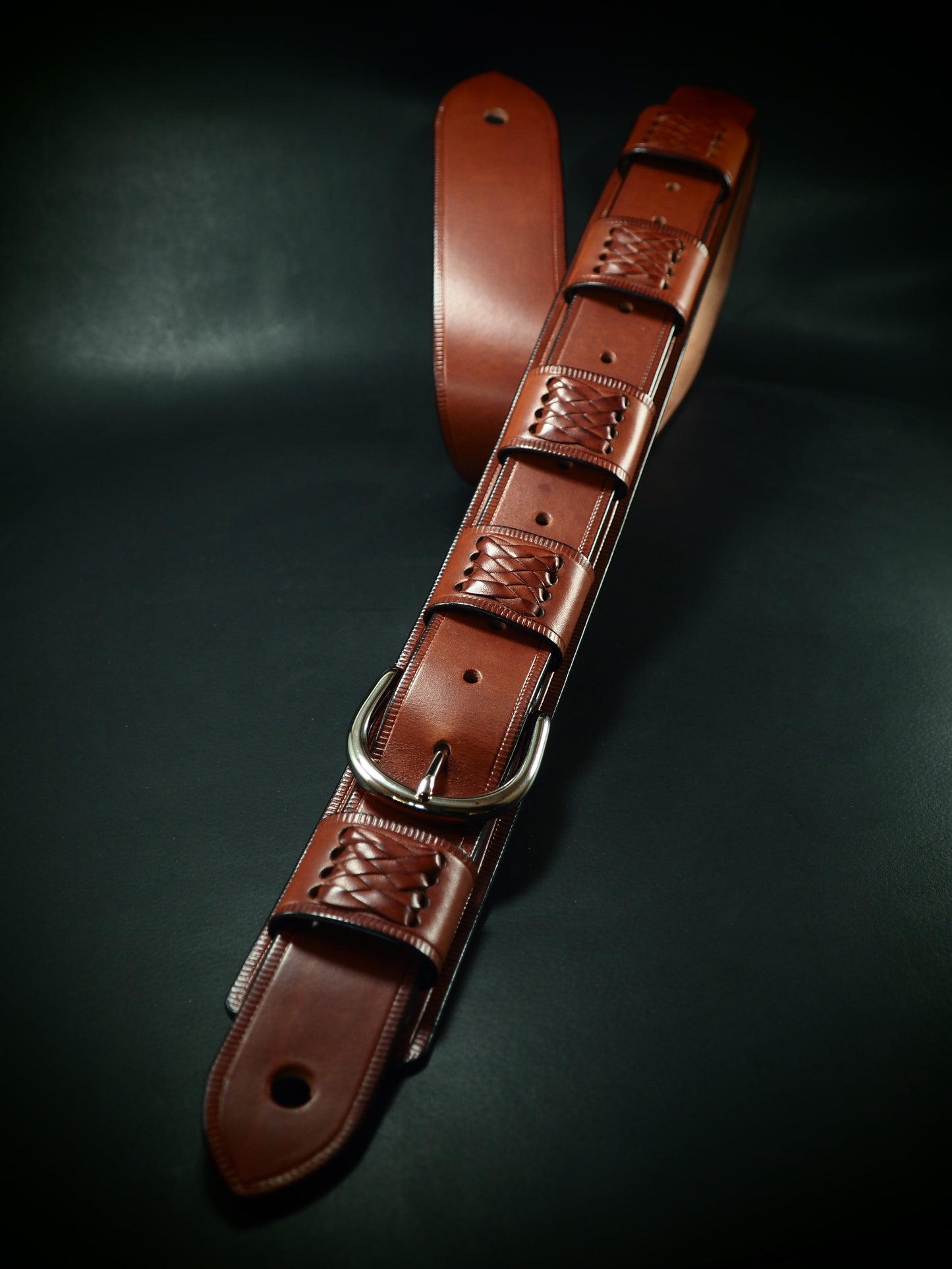 Cognac braided bridle leather Vintage style guitar strap!
