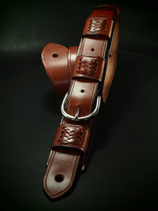 Cognac braided bridle leather Vintage style guitar strap!