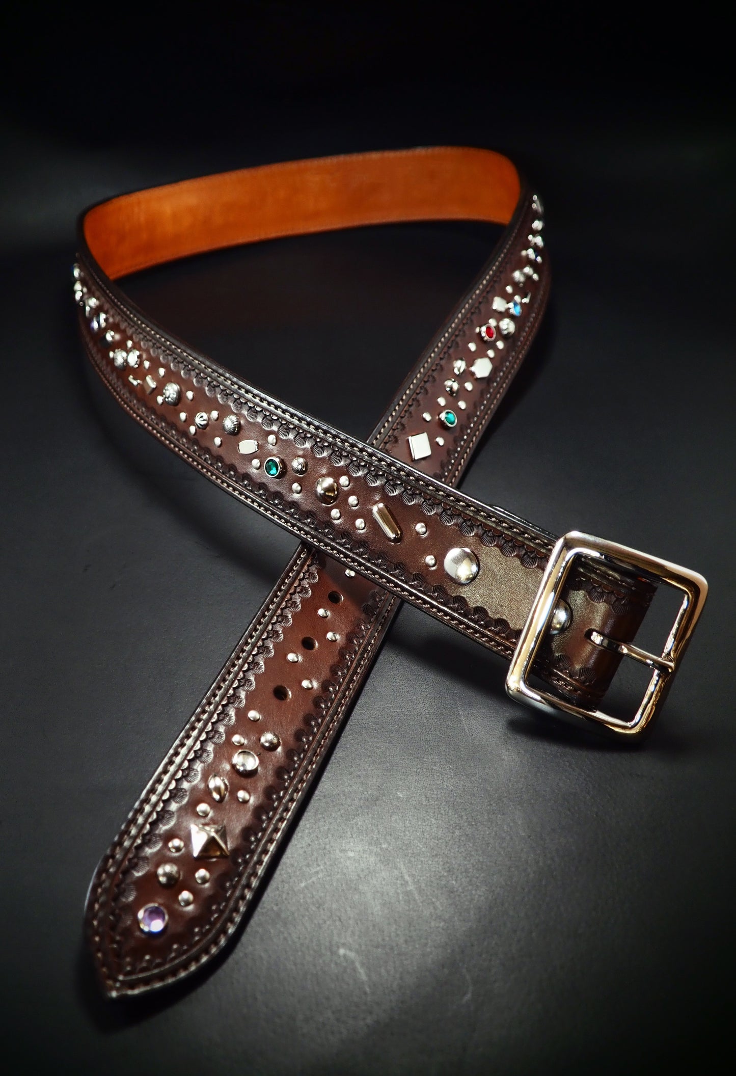 Hand studded Pirate Rockstar treasure belt