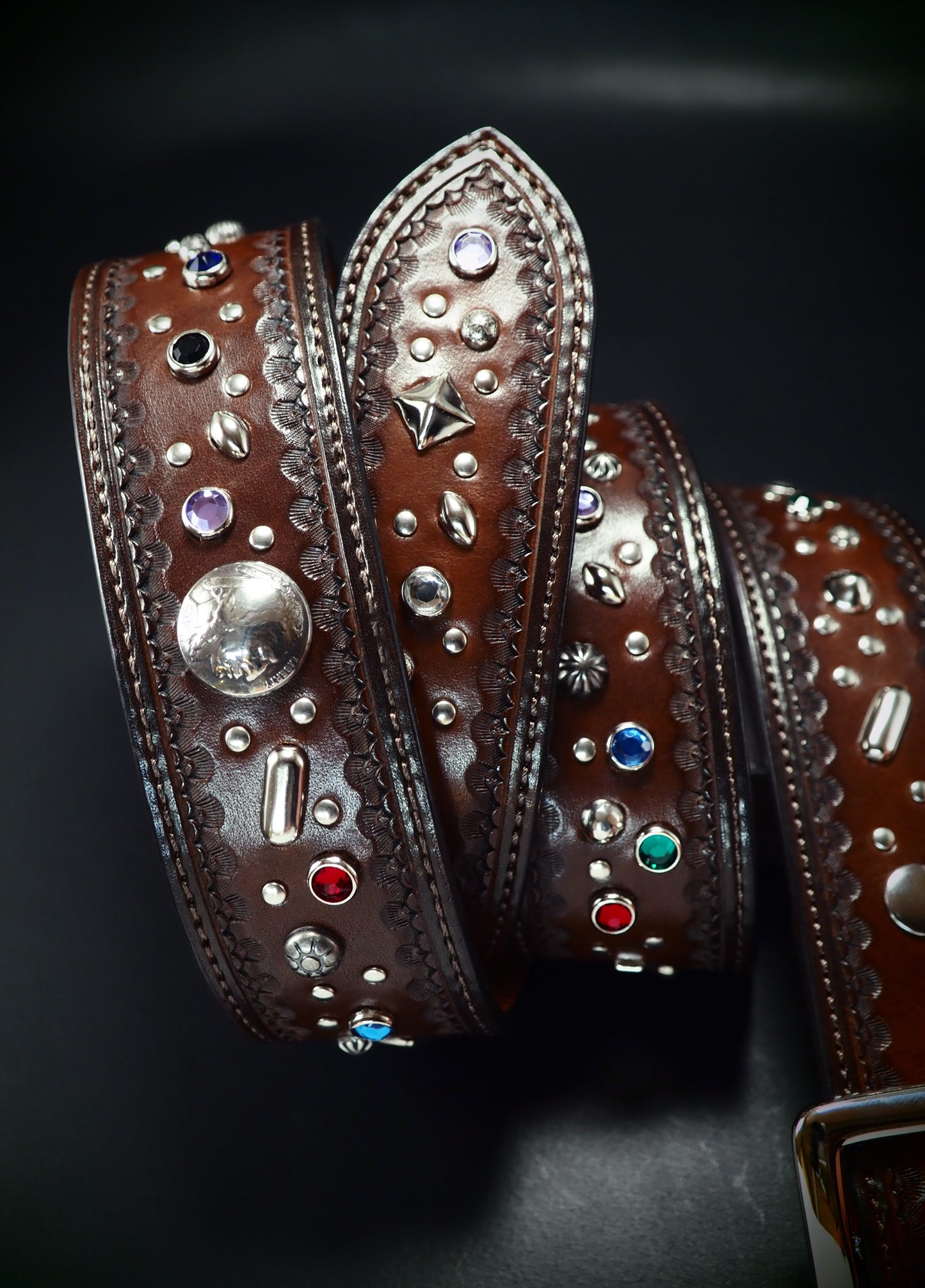 Hand studded Pirate Rockstar treasure belt
