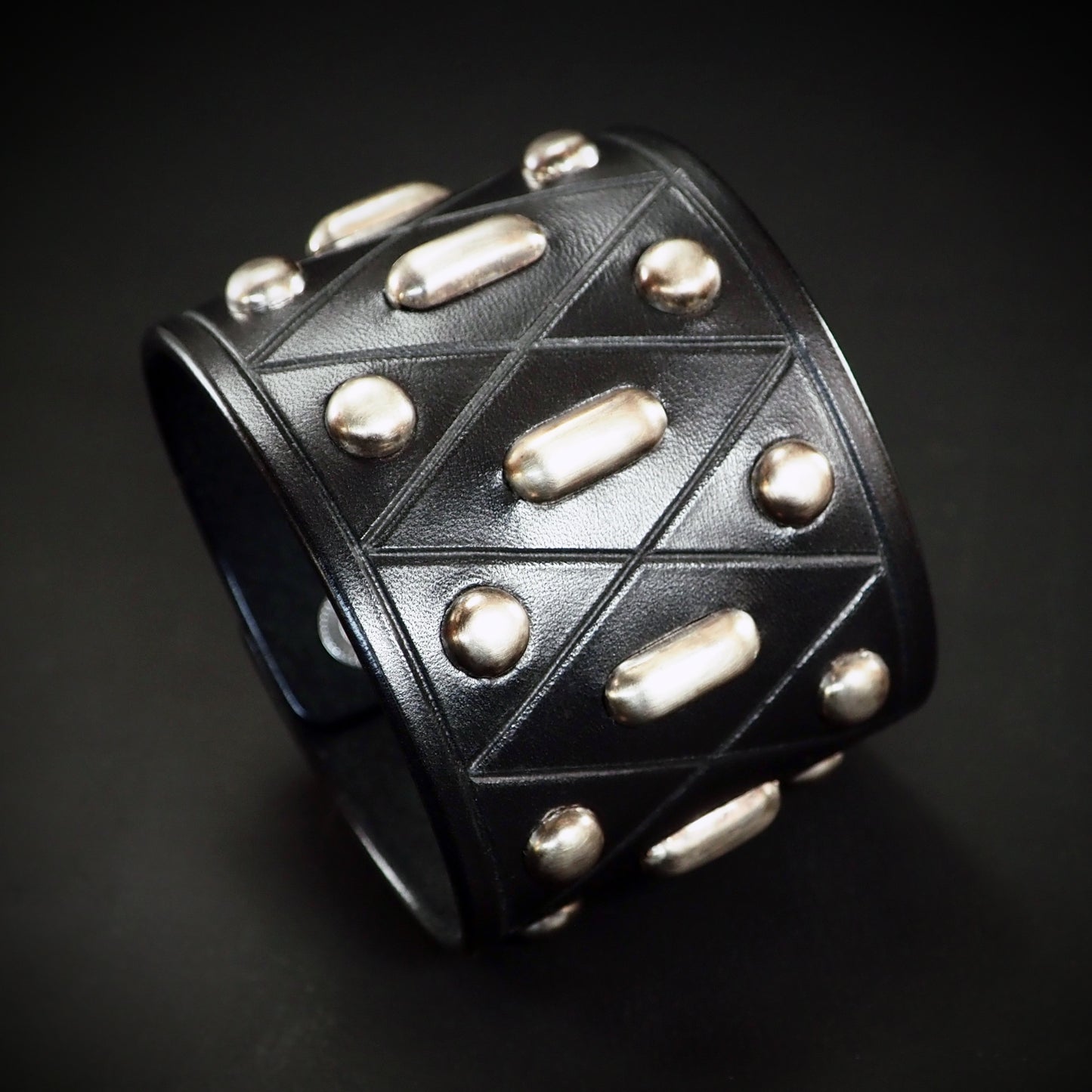 Black studded leather cuff