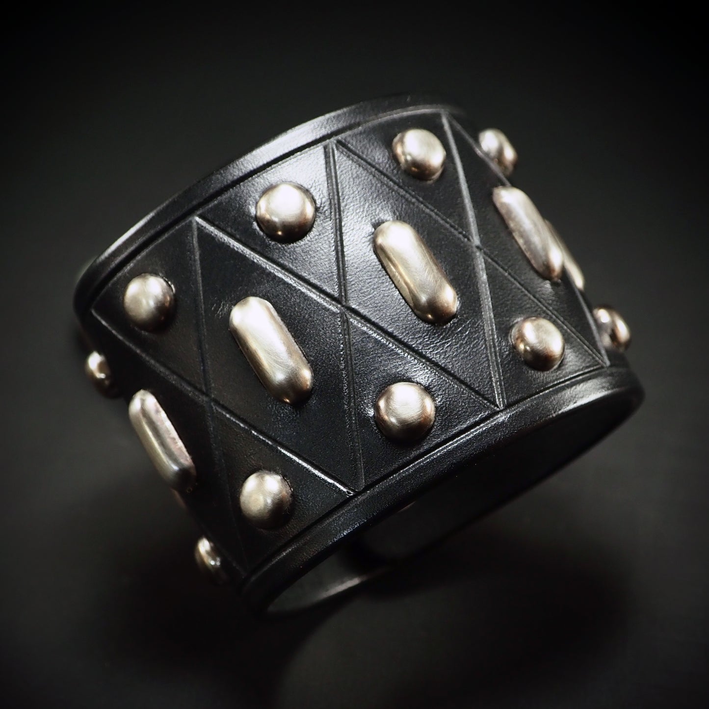 Black studded leather cuff