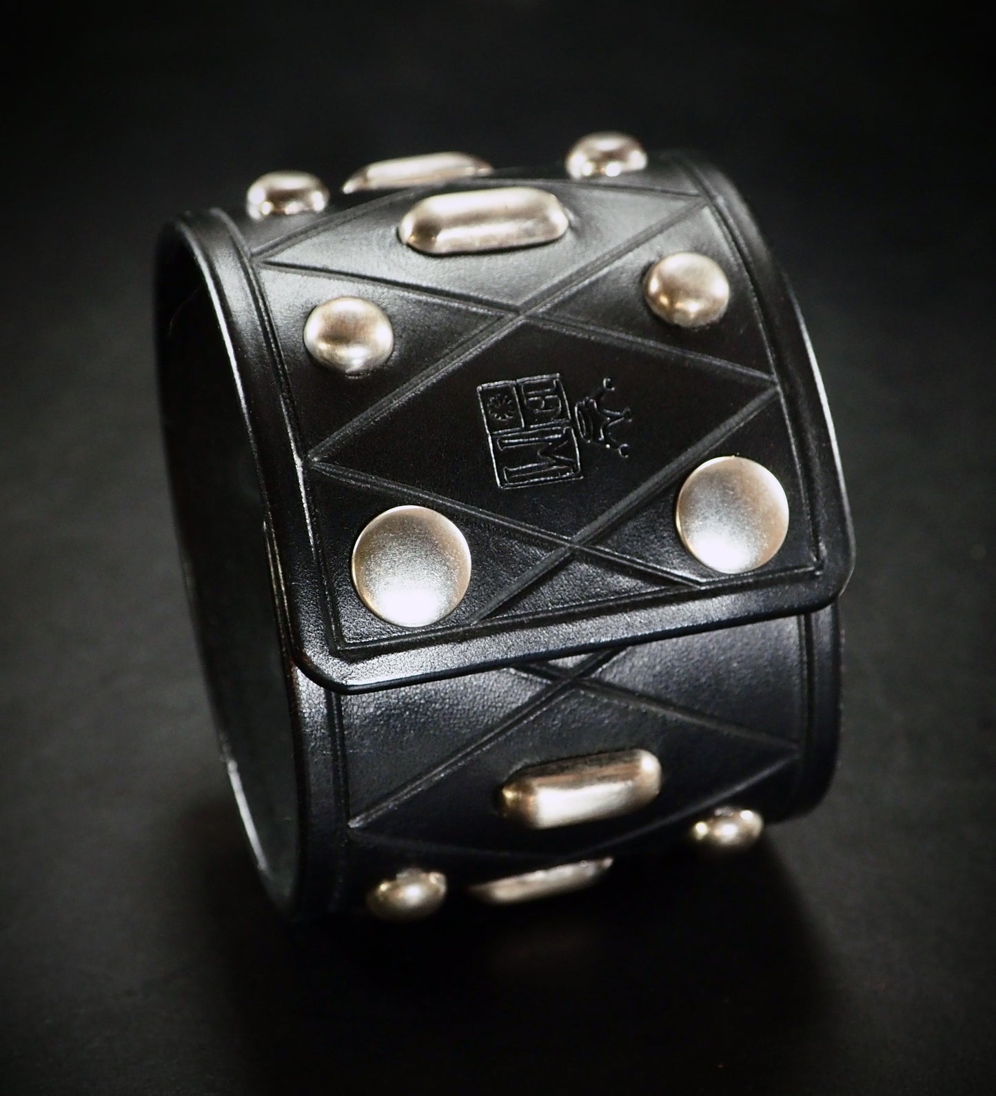 Black studded leather cuff